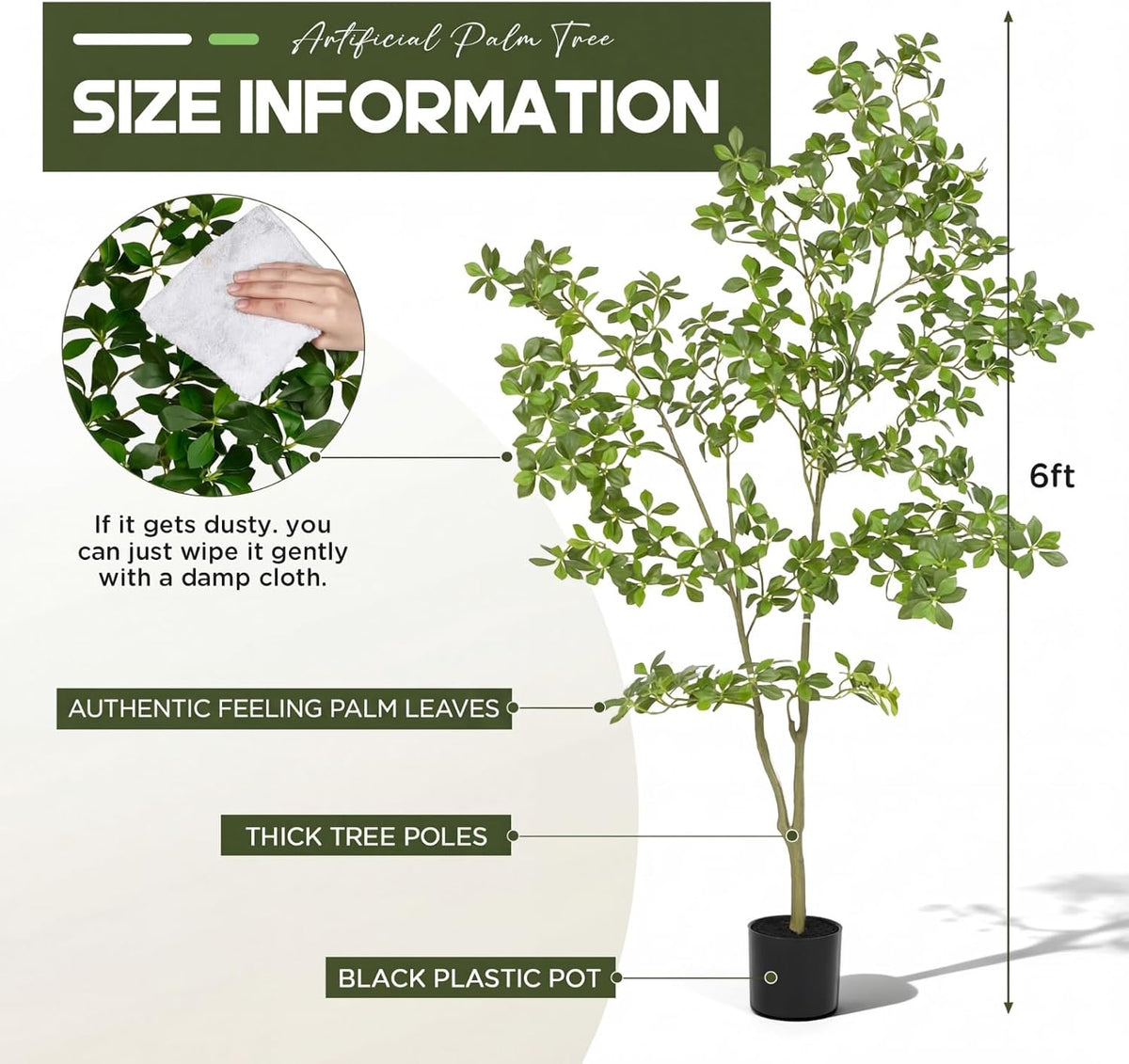 6FT Artificial Gardenia Tree, 72 Inch Tall Faux Plant Decor