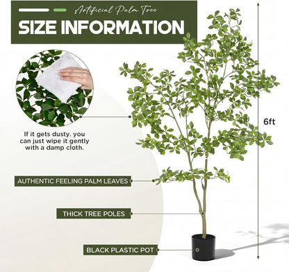 6FT Artificial Gardenia Tree, 72 Inch Tall Faux Plant Decor