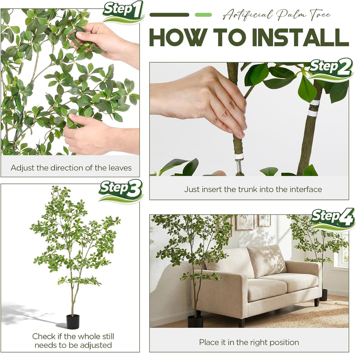 6FT Artificial Gardenia Tree, 72 Inch Tall Faux Plant Decor