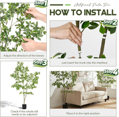 6FT Artificial Gardenia Tree, 72 Inch Tall Faux Plant Decor