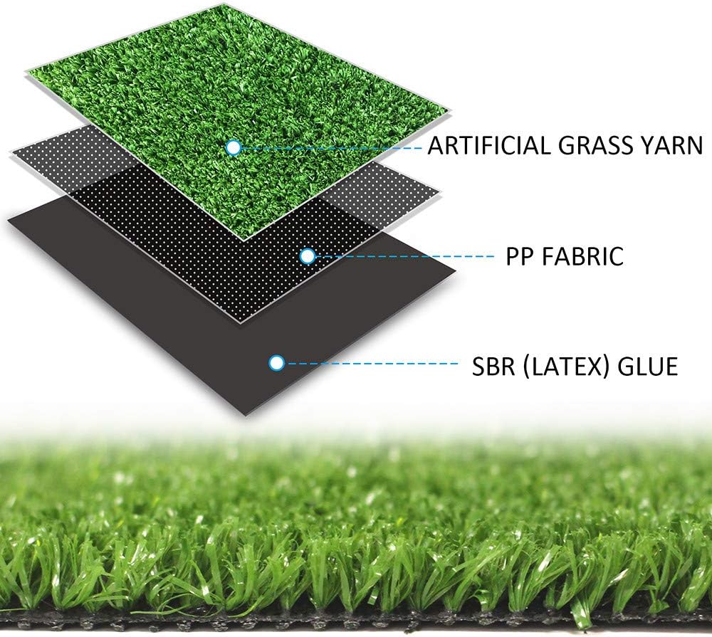 Artificial Grass Turf Lawn-7 Feet x 15 Feet, 0.4" Indoor Outdoor Rug Synthetic Grass Mat Fake Grass