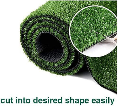 Artificial Grass Turf Lawn-7 Feet x 15 Feet, 0.4" Indoor Outdoor Rug Synthetic Grass Mat Fake Grass