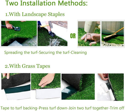 Artificial Grass Turf Lawn-7 Feet x 15 Feet, 0.4" Indoor Outdoor Rug Synthetic Grass Mat Fake Grass