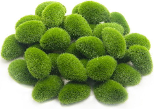 30 Pcs Artificial Moss Rocks Bulk, Green Moss Decor Fake Moss Balls for Crafts, Floral Arrangements, Indoor Plant, Photography Props,Garden Decoration