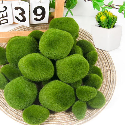 30 Pcs Artificial Moss Rocks Bulk, Green Moss Decor Fake Moss Balls for Crafts, Floral Arrangements, Indoor Plant, Photography Props,Garden Decoration