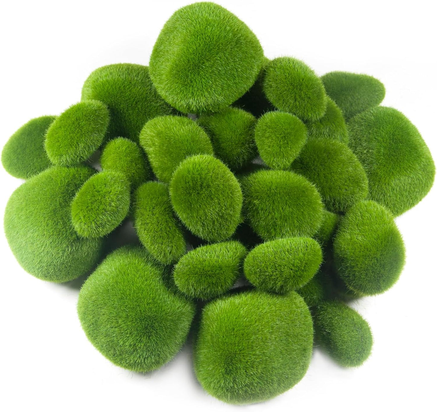 30 Pcs Artificial Moss Rocks Bulk, Green Moss Decor Fake Moss Balls for Crafts, Floral Arrangements, Indoor Plant, Photography Props,Garden Decoration