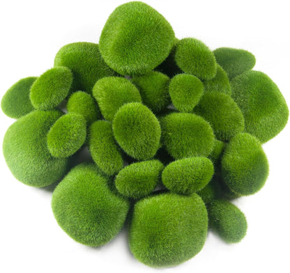 30 Pcs Artificial Moss Rocks Bulk, Green Moss Decor Fake Moss Balls for Crafts, Floral Arrangements, Indoor Plant, Photography Props,Garden Decoration