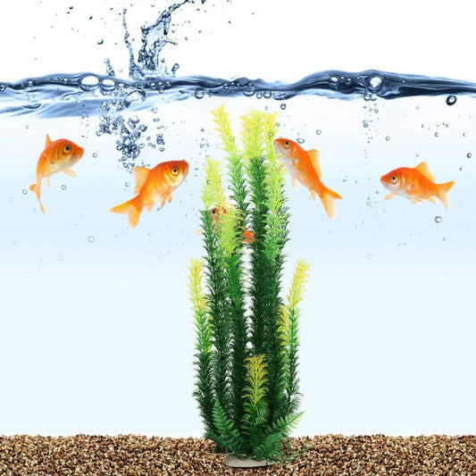 18 Inch Artificial Aquarium Plants | Red Rhodo Plastic Fish Tank Decorations, Safe for Freshwater & Saltwater, Non-Toxic Stone Base Ornament for Betta Fish Tank