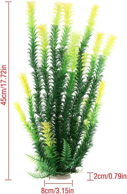 18 Inch Artificial Aquarium Plants | Red Rhodo Plastic Fish Tank Decorations, Safe for Freshwater & Saltwater, Non-Toxic Stone Base Ornament for Betta Fish Tank