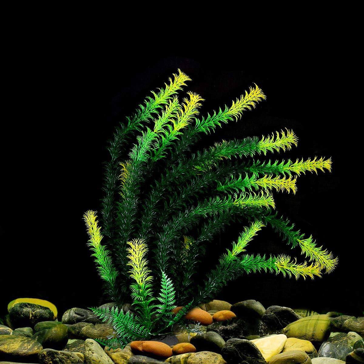 18 Inch Artificial Aquarium Plants | Red Rhodo Plastic Fish Tank Decorations, Safe for Freshwater & Saltwater, Non-Toxic Stone Base Ornament for Betta Fish Tank