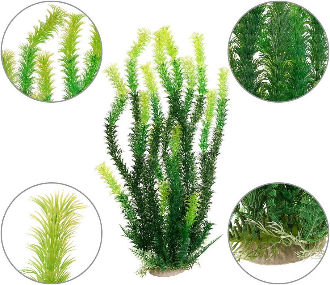 18 Inch Artificial Aquarium Plants | Red Rhodo Plastic Fish Tank Decorations, Safe for Freshwater & Saltwater, Non-Toxic Stone Base Ornament for Betta Fish Tank