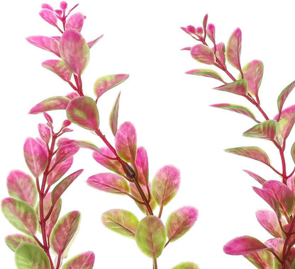 18 Inch Artificial Aquarium Plants | Red Rhodo Plastic Fish Tank Decorations, Safe for Freshwater & Saltwater, Non-Toxic Stone Base Ornament for Betta Fish Tank