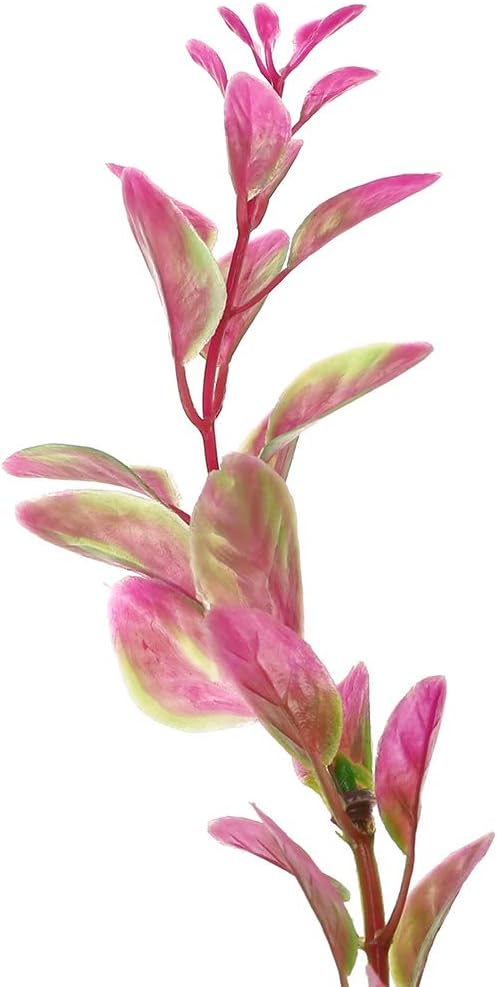 18 Inch Artificial Aquarium Plants | Red Rhodo Plastic Fish Tank Decorations, Safe for Freshwater & Saltwater, Non-Toxic Stone Base Ornament for Betta Fish Tank