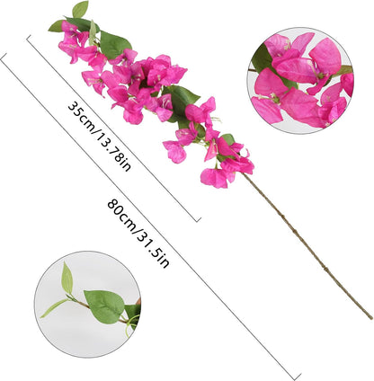 12PCS Bougainvillea Artificial Flowers 31.50" Long Stem Fake Silk Bougainvillea Branches Hot Pink Faux Hanging Flowers Vines for Wedding Centerpieces Home Garden DIY Decorations (Deep Pink)