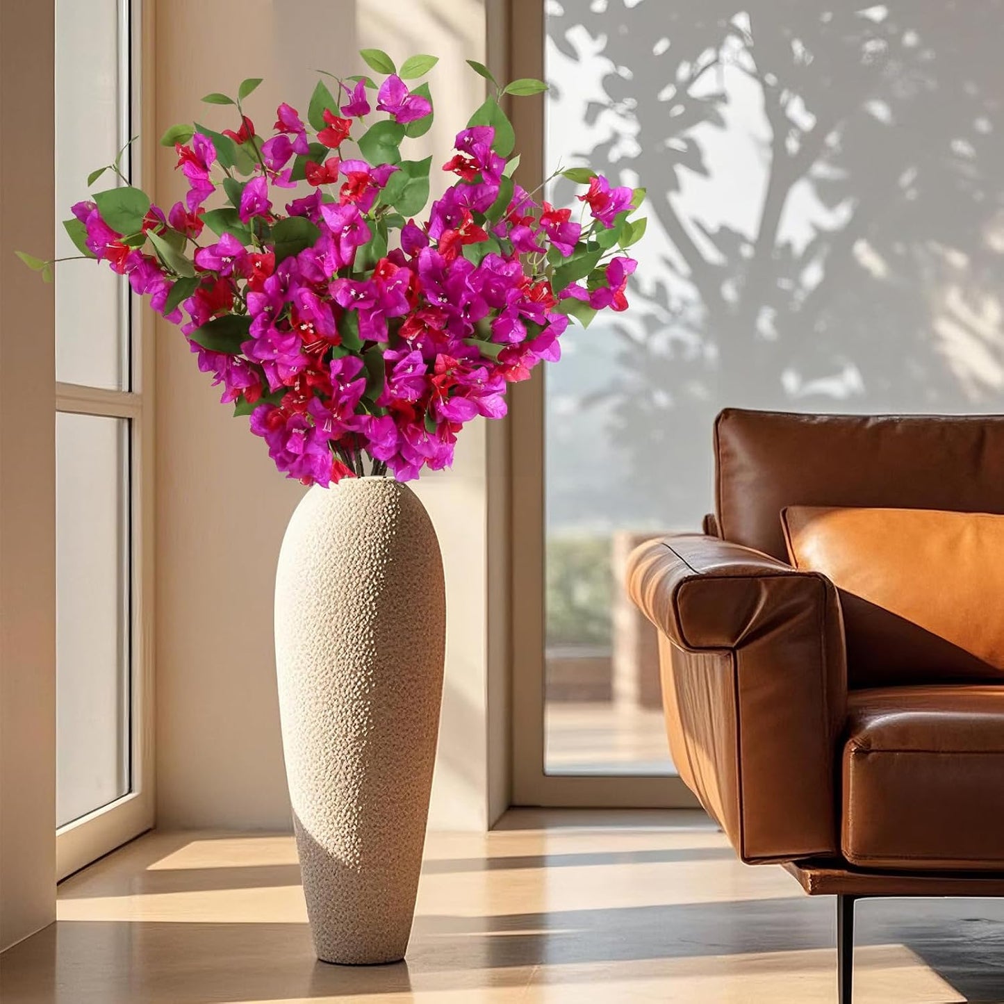 12PCS Bougainvillea Artificial Flowers 31.50" Long Stem Fake Silk Bougainvillea Branches Hot Pink Faux Hanging Flowers Vines for Wedding Centerpieces Home Garden DIY Decorations (Deep Pink)