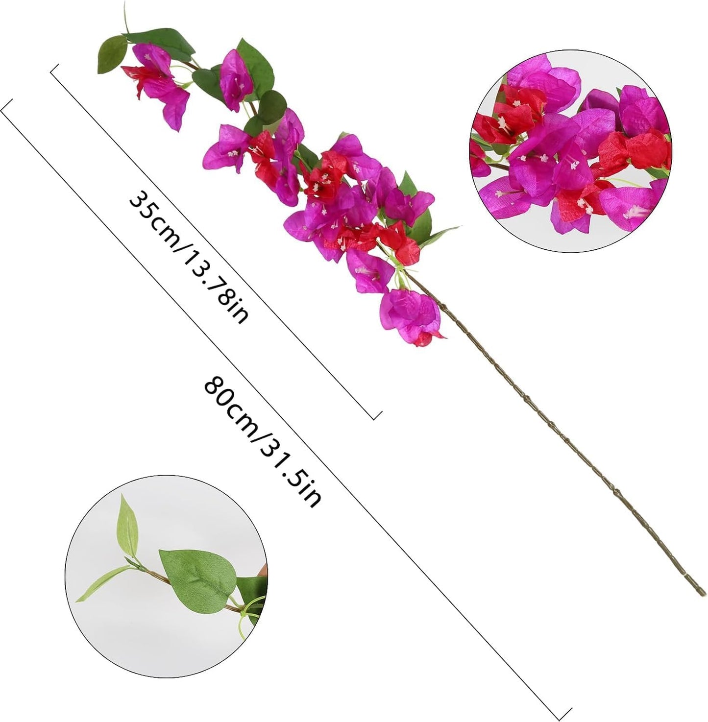 12PCS Bougainvillea Artificial Flowers 31.50" Long Stem Fake Silk Bougainvillea Branches Hot Pink Faux Hanging Flowers Vines for Wedding Centerpieces Home Garden DIY Decorations (Deep Pink)