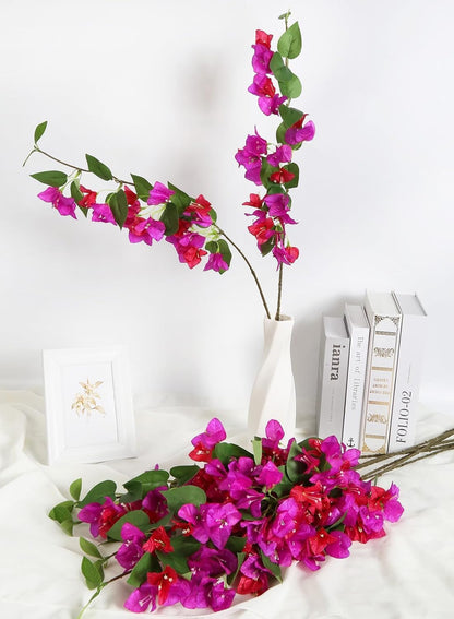 12PCS Bougainvillea Artificial Flowers 31.50" Long Stem Fake Silk Bougainvillea Branches Hot Pink Faux Hanging Flowers Vines for Wedding Centerpieces Home Garden DIY Decorations (Deep Pink)