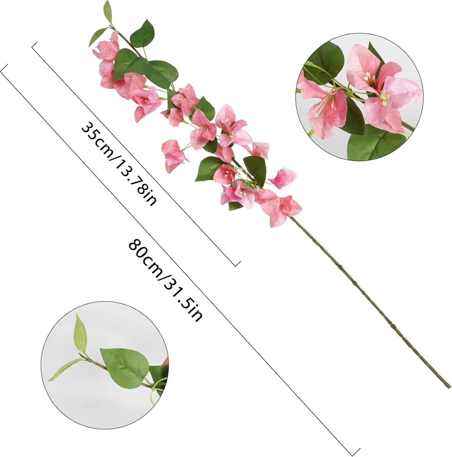 12PCS Bougainvillea Artificial Flowers 31.50" Long Stem Fake Silk Bougainvillea Branches Hot Pink Faux Hanging Flowers Vines for Wedding Centerpieces Home Garden DIY Decorations (Deep Pink)