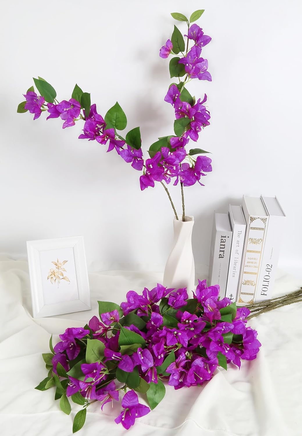 12PCS Bougainvillea Artificial Flowers 31.50" Long Stem Fake Silk Bougainvillea Branches Hot Pink Faux Hanging Flowers Vines for Wedding Centerpieces Home Garden DIY Decorations (Deep Pink)