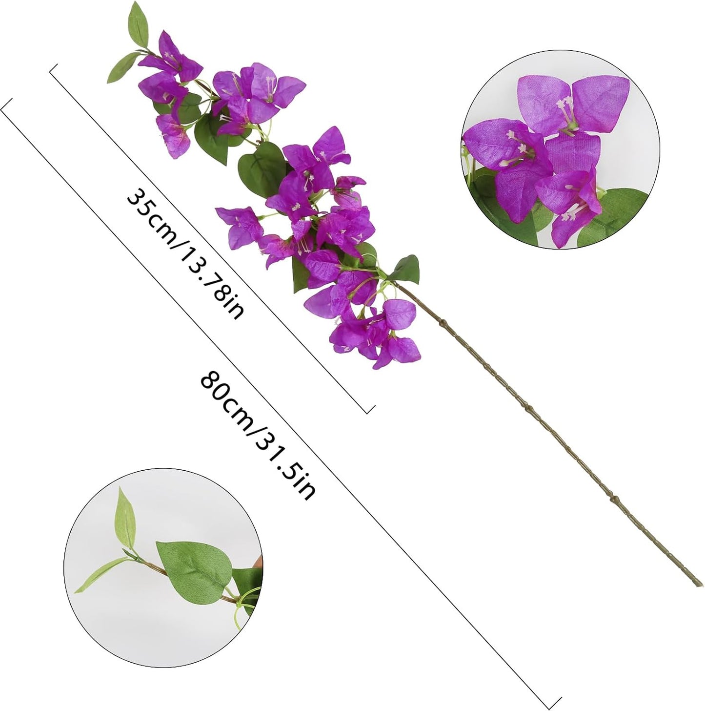 12PCS Bougainvillea Artificial Flowers 31.50" Long Stem Fake Silk Bougainvillea Branches Hot Pink Faux Hanging Flowers Vines for Wedding Centerpieces Home Garden DIY Decorations (Deep Pink)