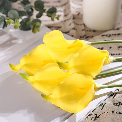 20pcs Calla Lily Bridal Wedding Bouquet Lataex Real Touch Artificial Flower Home Party Decor (Black)