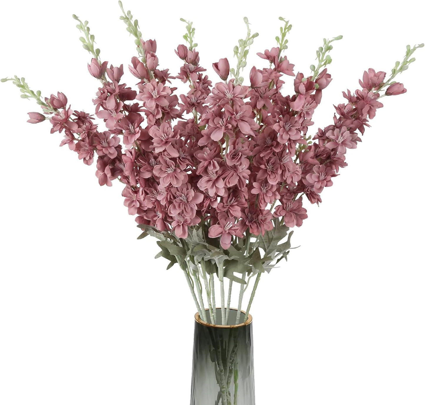 8PCS Blue Delphinium Artificial Flowers Larkspur Fake Flowers 33.5in Long Stem Faux Silk Flowers Bulk for Tall Vase for Home Wedding Floral Arrangement Centerpiece Table Decorations (Baby Blue)