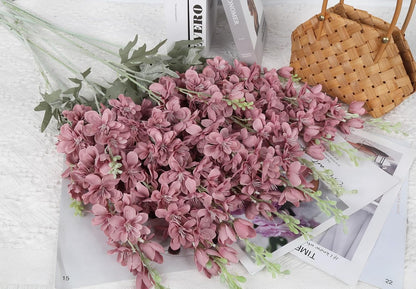 8PCS Blue Delphinium Artificial Flowers Larkspur Fake Flowers 33.5in Long Stem Faux Silk Flowers Bulk for Tall Vase for Home Wedding Floral Arrangement Centerpiece Table Decorations (Baby Blue)