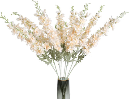 8PCS Blue Delphinium Artificial Flowers Larkspur Fake Flowers 33.5in Long Stem Faux Silk Flowers Bulk for Tall Vase for Home Wedding Floral Arrangement Centerpiece Table Decorations (Baby Blue)