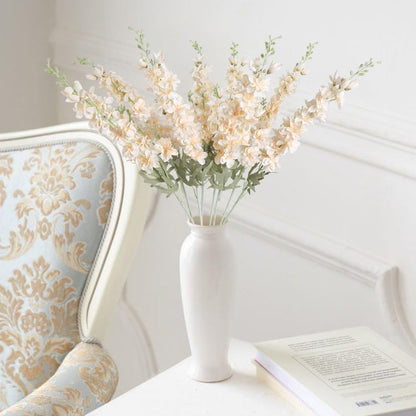 8PCS Blue Delphinium Artificial Flowers Larkspur Fake Flowers 33.5in Long Stem Faux Silk Flowers Bulk for Tall Vase for Home Wedding Floral Arrangement Centerpiece Table Decorations (Baby Blue)