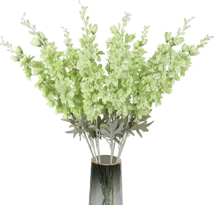 8PCS Blue Delphinium Artificial Flowers Larkspur Fake Flowers 33.5in Long Stem Faux Silk Flowers Bulk for Tall Vase for Home Wedding Floral Arrangement Centerpiece Table Decorations (Baby Blue)