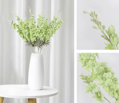 8PCS Blue Delphinium Artificial Flowers Larkspur Fake Flowers 33.5in Long Stem Faux Silk Flowers Bulk for Tall Vase for Home Wedding Floral Arrangement Centerpiece Table Decorations (Baby Blue)
