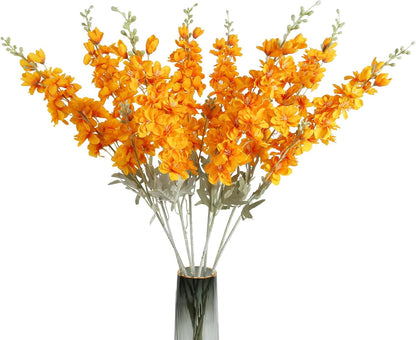 8PCS Blue Delphinium Artificial Flowers Larkspur Fake Flowers 33.5in Long Stem Faux Silk Flowers Bulk for Tall Vase for Home Wedding Floral Arrangement Centerpiece Table Decorations (Baby Blue)
