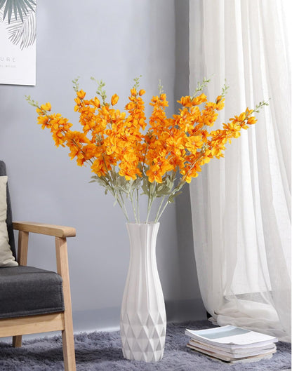 8PCS Blue Delphinium Artificial Flowers Larkspur Fake Flowers 33.5in Long Stem Faux Silk Flowers Bulk for Tall Vase for Home Wedding Floral Arrangement Centerpiece Table Decorations (Baby Blue)