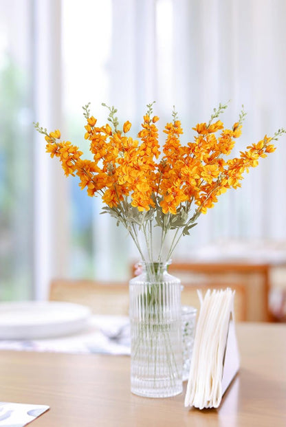 8PCS Blue Delphinium Artificial Flowers Larkspur Fake Flowers 33.5in Long Stem Faux Silk Flowers Bulk for Tall Vase for Home Wedding Floral Arrangement Centerpiece Table Decorations (Baby Blue)