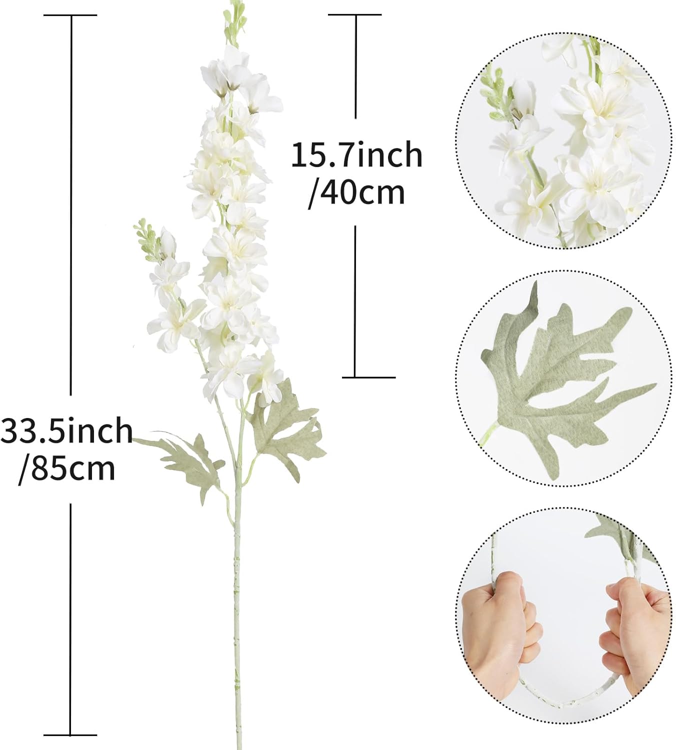 8PCS Blue Delphinium Artificial Flowers Larkspur Fake Flowers 33.5in Long Stem Faux Silk Flowers Bulk for Tall Vase for Home Wedding Floral Arrangement Centerpiece Table Decorations (Baby Blue)