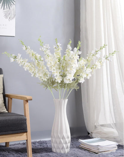 8PCS Blue Delphinium Artificial Flowers Larkspur Fake Flowers 33.5in Long Stem Faux Silk Flowers Bulk for Tall Vase for Home Wedding Floral Arrangement Centerpiece Table Decorations (Baby Blue)