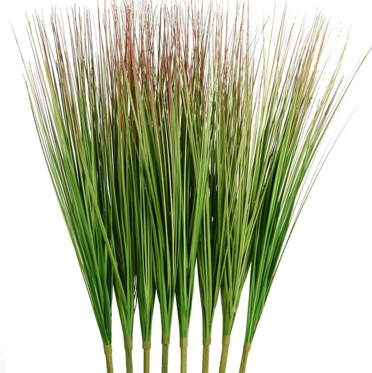 8pcs 27" Outdoor Artificial Plants Faux Onion Grass Artificial Tall Grass Plants Outdoor Faux Fake Grass Greenery Fake Shrubs Plant (8, Green)
