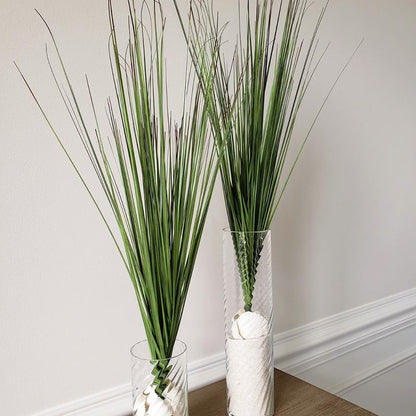 8pcs 27" Outdoor Artificial Plants Faux Onion Grass Artificial Tall Grass Plants Outdoor Faux Fake Grass Greenery Fake Shrubs Plant (8, Green)