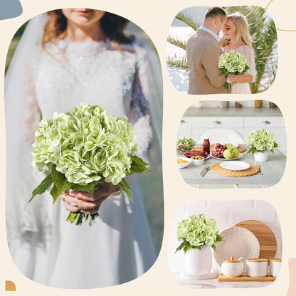 21In White Artificial Hydrangea Flowers with Stems 5 Pcs | Real Touch Hydrangeas, Full Latex Petals, for Home DIY Floral Arrangements Wedding Outdoor Decor