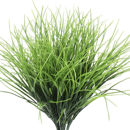 8 Bundles Artificial Grass Plants Fake Bushes Artificial Shrubs Wheat Grass Greenery for House Plastic Outdoor UV Resistant Faux Grass (Pack of 8)