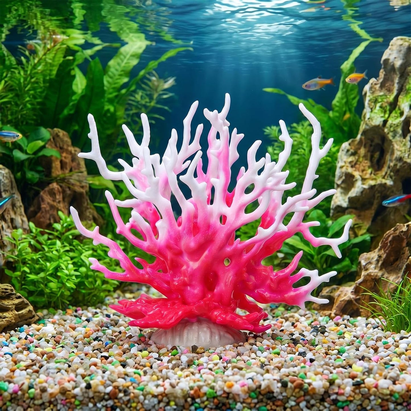 Artificial Aquarium Coral Ornament, Aquarium Decor Plastic Plant Small, Fish Tank Fake Coral, Aquarium Plants Decorations, Plastic Fish Tank Accessories, Multi-Purpose Simulation Water Grass