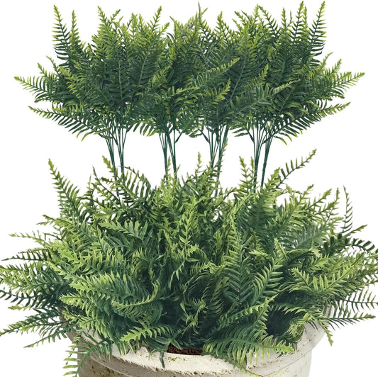 8 Pcs Fake Ferns, Green Artificial Ferns for Outdoors