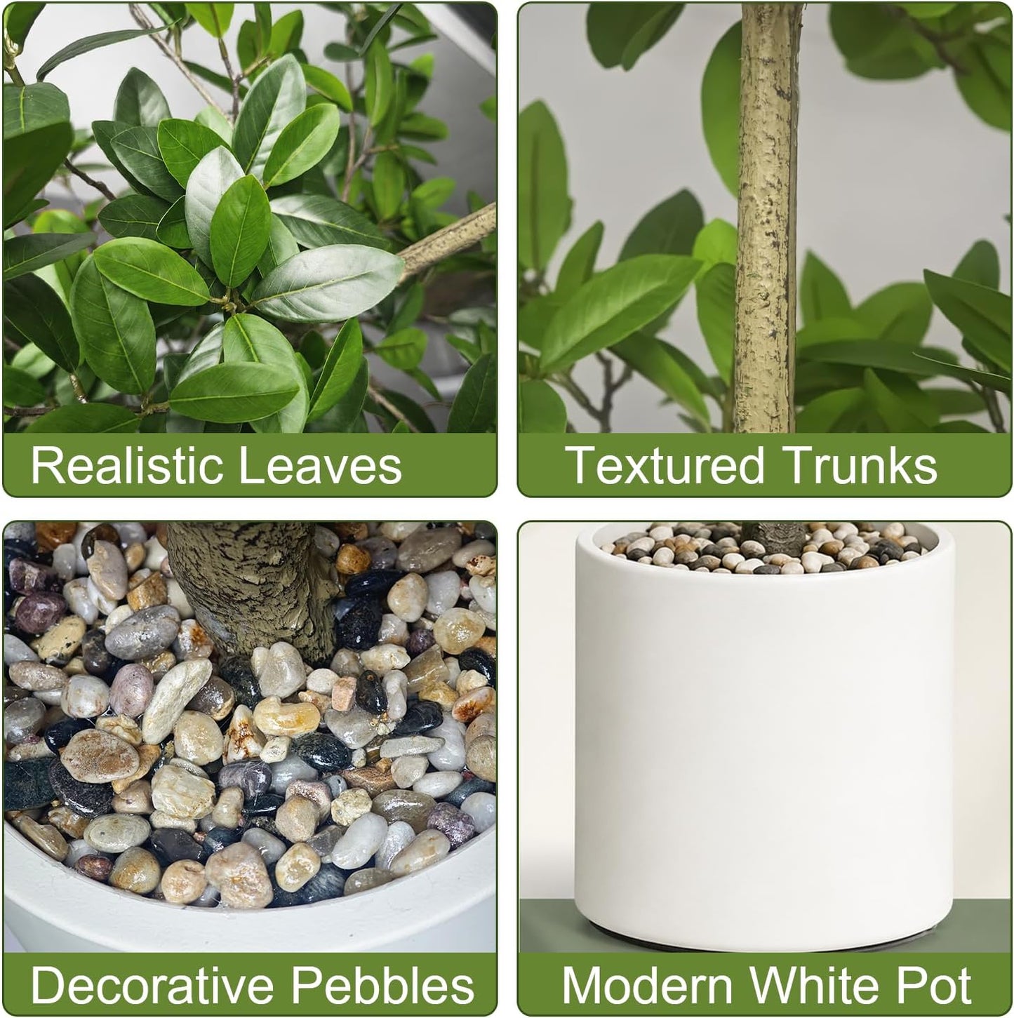 7ft Tall Artificia Tree, Large Single-Trunk Faux Floor Plant | Fake Magnolia grandiflora Tree, Decorative White Planter, All-Year Decor for Front Porch Entryway Office Home, No Maintenance