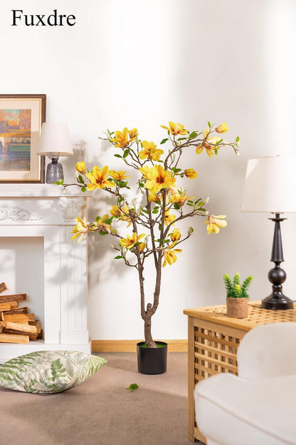 Artificial Magnolia Tree, 6.8FT Tall Fake Indoor Tree, Realistic Real Touch Leaves and Flowers, Perfect for Home Decor, Living Room, Wedding, and Hotel Decor (Pink)