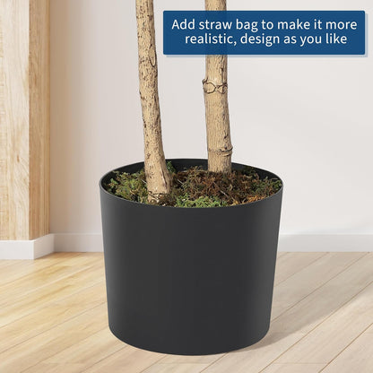 7FT Artificial Eucalyptus Tree, Lifelike Fake Plant, Artificial Greenery with Round Leaves, Realistic Olive Tree Décor for Home, Office, Living Room or Desk, Black Pot