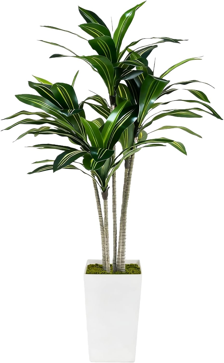 Artificial Fiddle Leaf Fig Tree 5FT with White Tall Planter-Large Faux Tree Tall Fake Floor Plant in Pot,Artificial Plants Indoor for Home Office Living Room Décor(Lyrata 5FT)