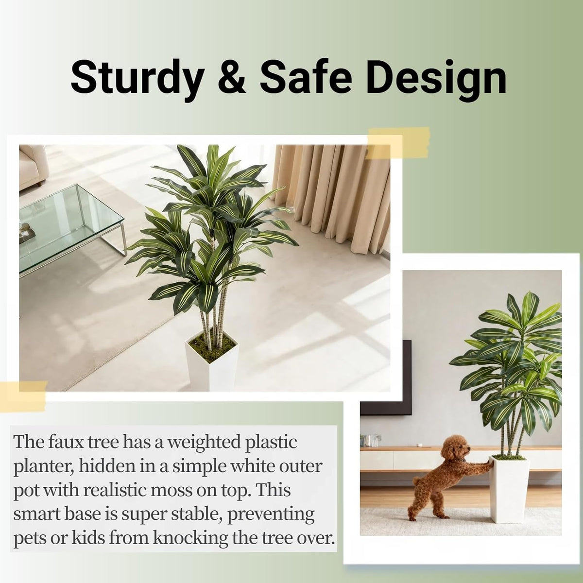 Artificial Fiddle Leaf Fig Tree 5FT with White Tall Planter-Large Faux Tree Tall Fake Floor Plant in Pot,Artificial Plants Indoor for Home Office Living Room Décor(Lyrata 5FT)