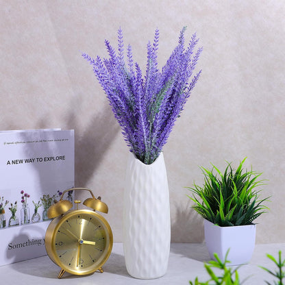 6 Bundles Artificial Lavender Stems, Fake Plastic Purple Flower Fake Lavender Plant Flocked Fakes Lilac Flowers, Decorative Floral Spray Faux Flowers Bouquet for Home Kitchen Wedding Decoration