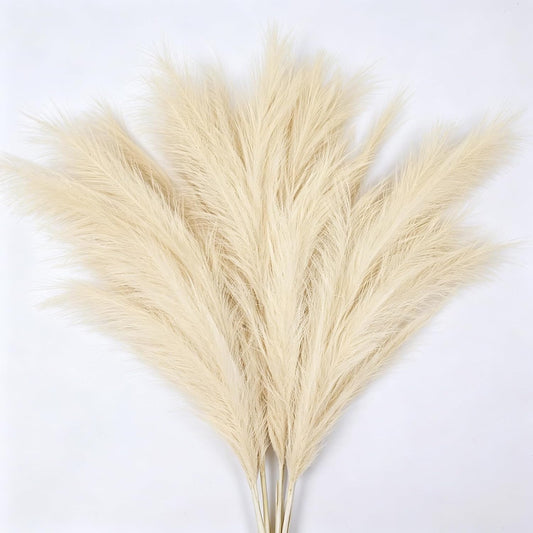 Artificial Pampas Grass (Lavender) | Flame-retardant soft fiber, odor-free & zero upkeep, non-shed fluffy plumes, bendable stems, durable deco