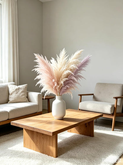 Artificial Pampas Grass (Lavender) | Flame-retardant soft fiber, odor-free & zero upkeep, non-shed fluffy plumes, bendable stems, durable deco